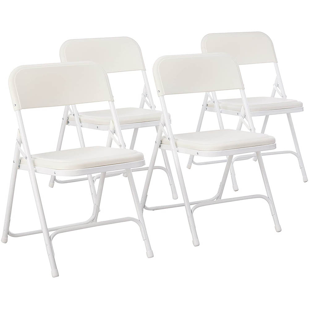  Skládací čalouněné židle, 4 ks, bílé