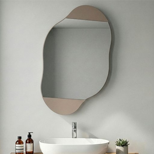 Koupelnová skříňka se zrcadlem, světle moka