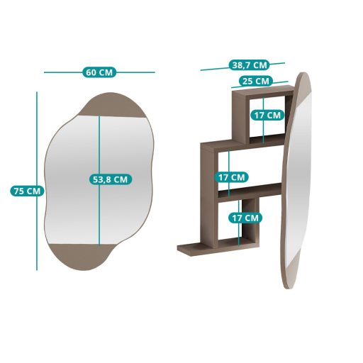 Koupelnová skříňka se zrcadlem, světle moka