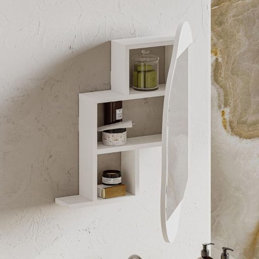 Koupelnová skříňka se zrcadlem, bílá