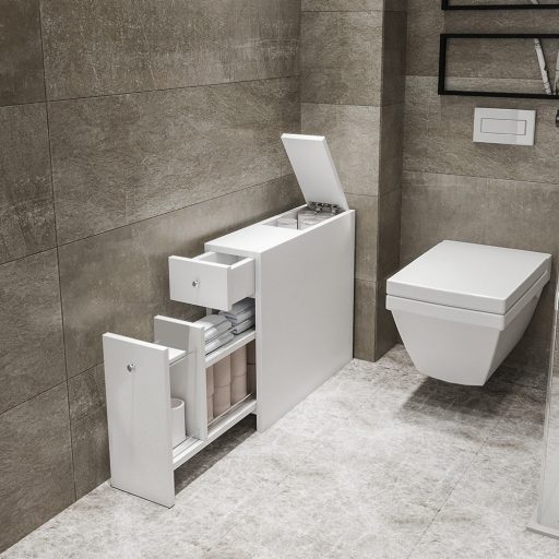 Úzká koupelnová skříňka, 60x55x20cm bílá