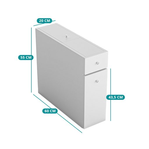 Úzká koupelnová skříňka, 60x55x20cm bílá