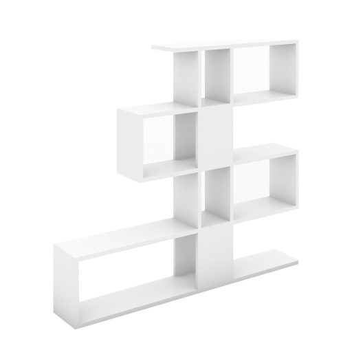 Moderní asymetrická police 120x109x20cm bílá