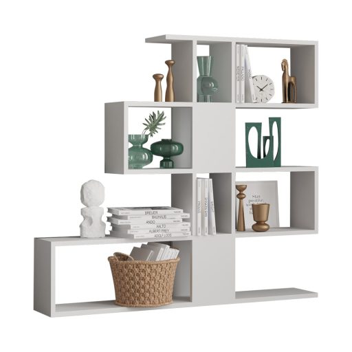 Moderní asymetrická police 120x109x20cm bílá