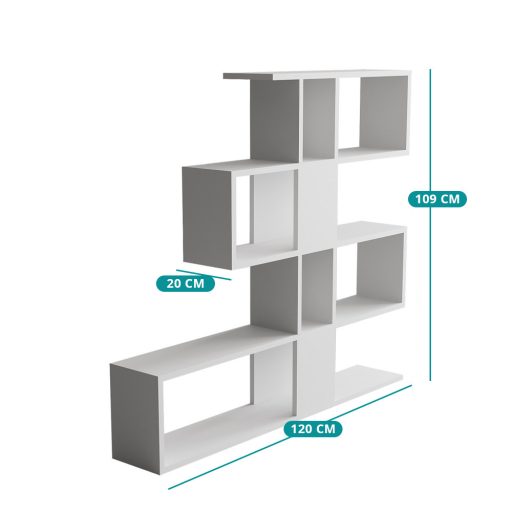 Moderní asymetrická police 120x109x20cm bílá