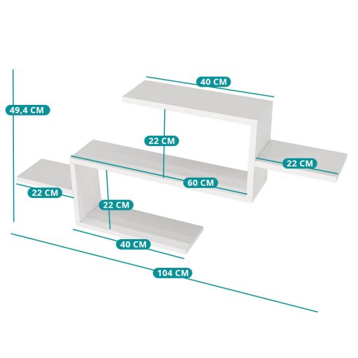 Nástěnná police 104x49,4x14,5cm Bílá