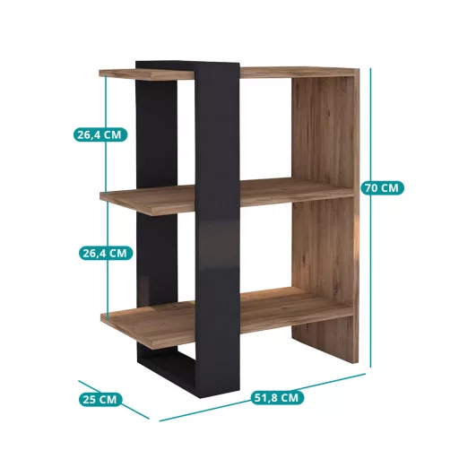 Knihovna 70x51.8x25 Antracit-Dub