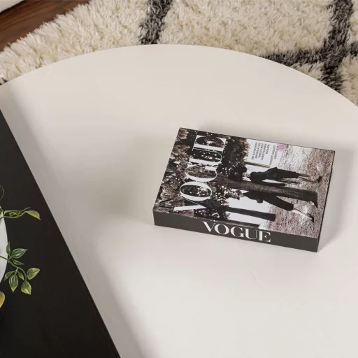 Kulatý konferenční stolek 90x30x60cm, Černobílý