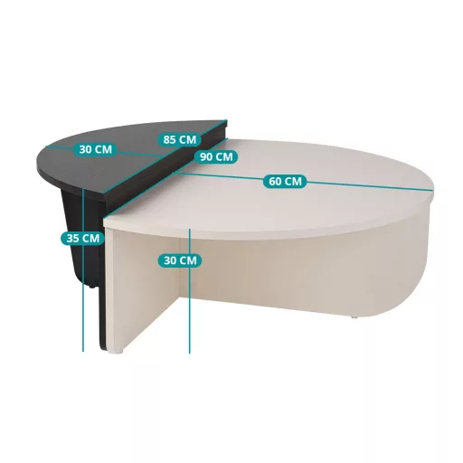 Kulatý konferenční stolek 90x30x60cm, Černobílý