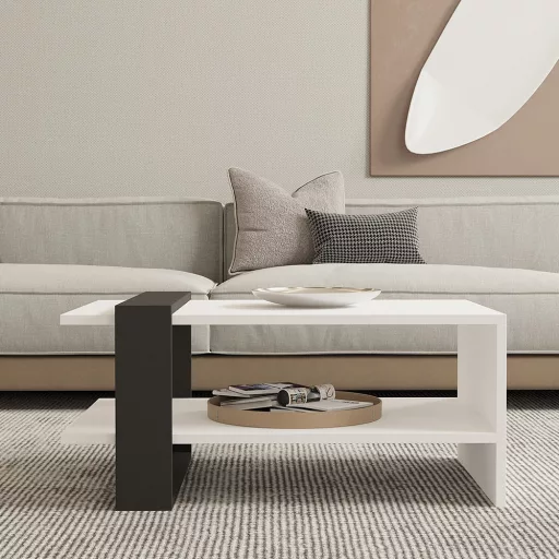 Konferenční stolek 80x35x55cm, Antracit-Bílý