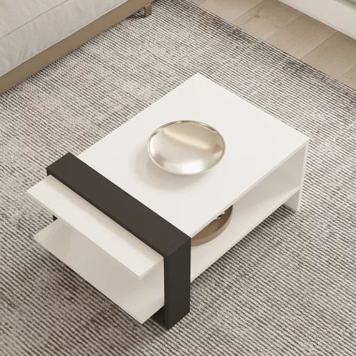 Konferenční stolek 80x35x55cm, Antracit-Bílý