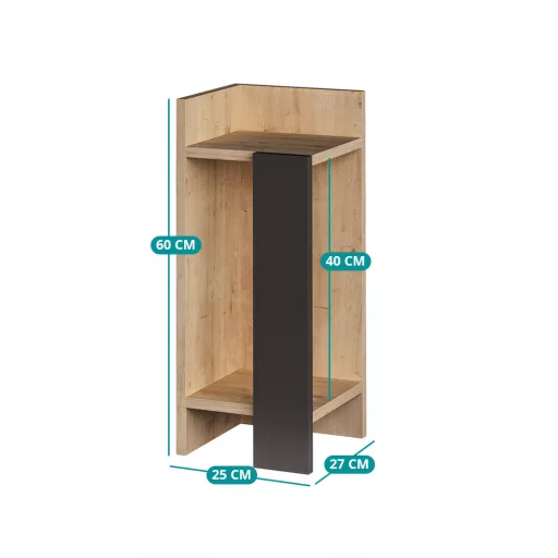 Levý noční stolek 60x25x27cm Antracit-Dub