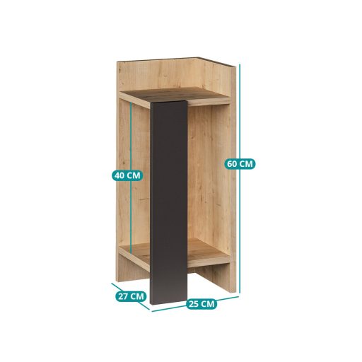 Noční stolek pravý 60x25x27cm antracitový-dub