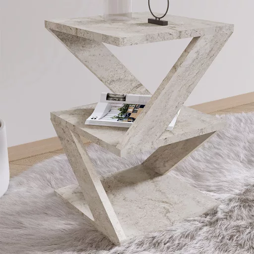 Dekorativní boční stůl, 54,2x29,6x29,6cm, mramorový efekt