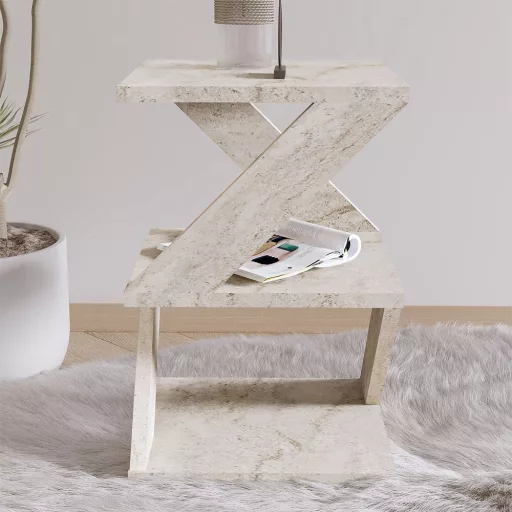 Dekorativní boční stůl, 54,2x29,6x29,6cm, mramorový efekt