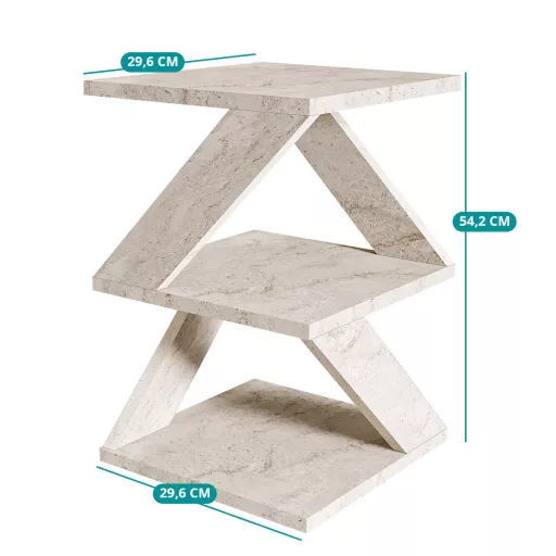 Dekorativní boční stůl, 54,2x29,6x29,6cm, mramorový efekt