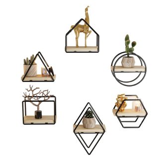 Sada nástěnných polic 6 kusů, černá