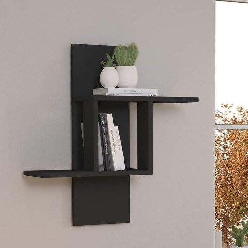 Nástěnná police 70x64x20cm, antracitová