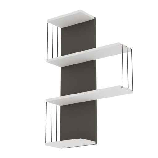 Nástěnná police 96x64x19cm, Bílá-Antracitová