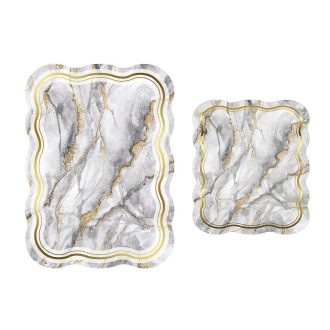 Sada koupelnových předložek s mramorovým vzorem, šedá