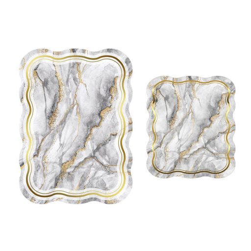 Sada koupelnových předložek s mramorovým vzorem, šedá