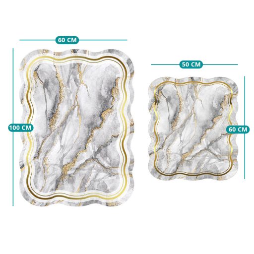 Sada koupelnových předložek s mramorovým vzorem, šedá