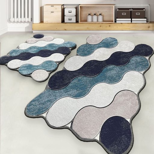 Sada koupelnových předložek s kamínkovým vzorem, modrá