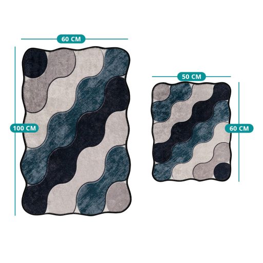 Sada koupelnových předložek s kamínkovým vzorem, modrá