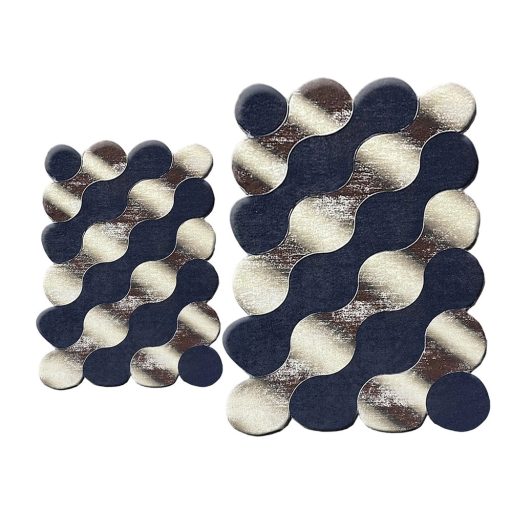 Sada koupelnových rohoží s kamenným vzorem, modro-zlatá