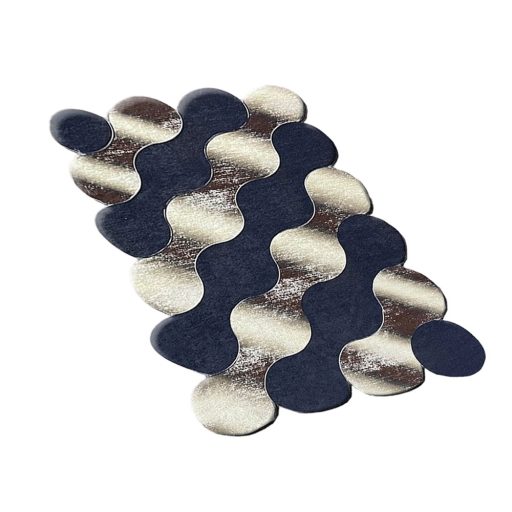 Sada koupelnových rohoží s kamenným vzorem, modro-zlatá