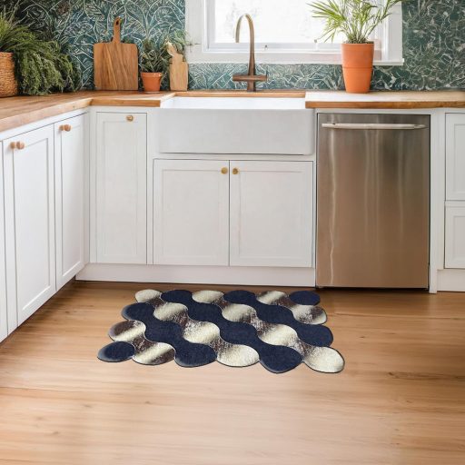 Sada koupelnových rohoží s kamenným vzorem, modro-zlatá