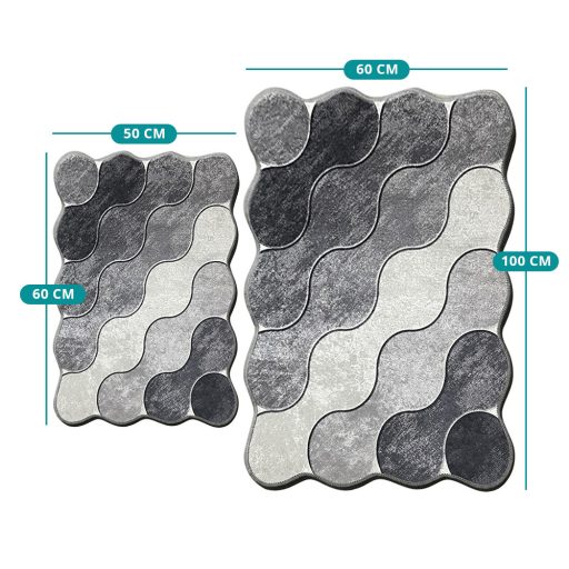 Sada koupelnových rohoží s kamenným vzorem, šedá