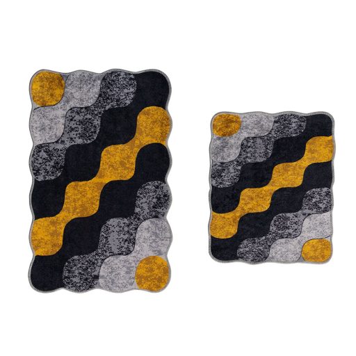 Sada koupelnových koberečků s kamenným vzorem, šedá-žlutá