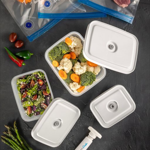 Sada vakuových úložných nádob s pumpou a sáčky, 6 kusů