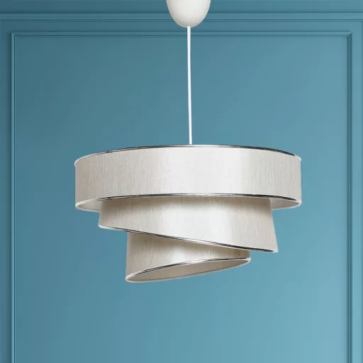 Spirálová stropní lampa, béžovo-stříbrná