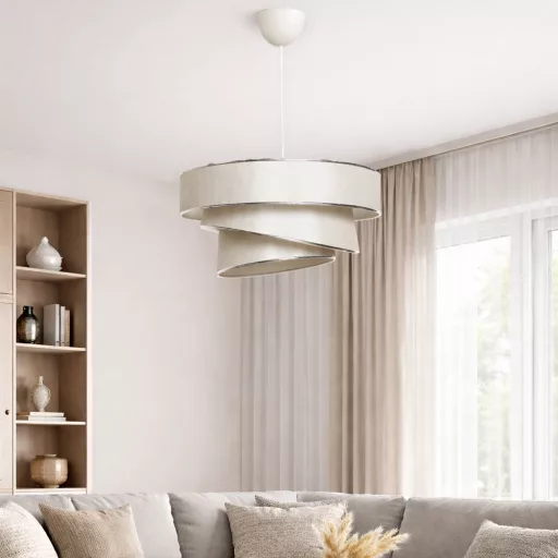 Spirálová stropní lampa, béžovo-stříbrná