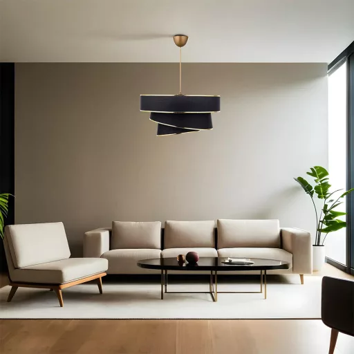 Spirálová stropní lampa, černá-zlatá