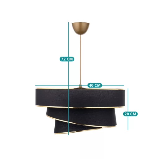 Spirálová stropní lampa, černá-zlatá