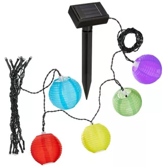 Solární lampionový řetěz, barevný, 10ks