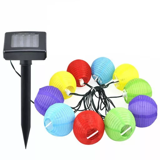 Solární lampionový řetěz, barevný, 10ks