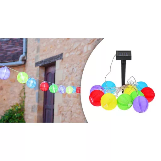 Solární lampionový řetěz, barevný, 10ks