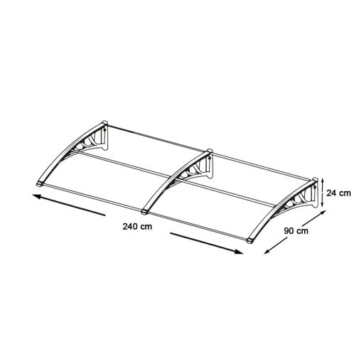 Plastová vchodová stříška ve více velikostech a barvách - 240x90 cm, bílá