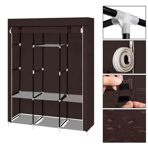 Mobilní šatní skříň ve velikosti 130x45x170 cm - hnědá