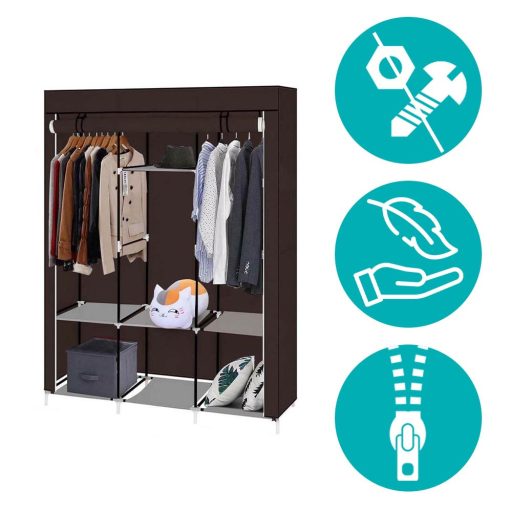 Mobilní šatní skříň ve velikosti 130x45x170 cm - hnědá