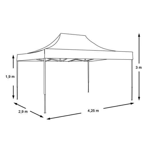 Skládací zahradní pavilon - různé typy - 2,9x4,25m - modrá - pavilon