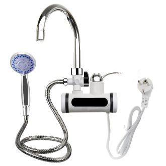   Baterie na okamžitý ohřev vody s LED displejem - Horizontální nástěnná baterie se sprchovou růží