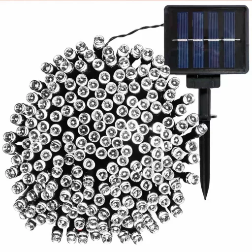 Solární světelný řetěz se 100 LED - 10 metrový studená bílá