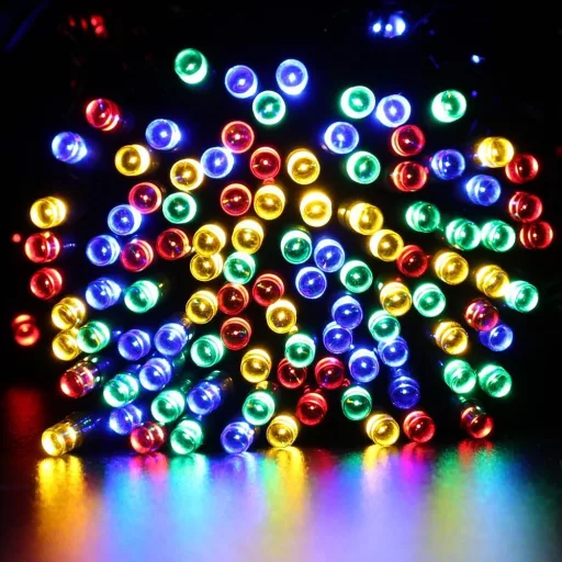 Solární světelný řetěz se 100 LED - 10 metrový, barevný
