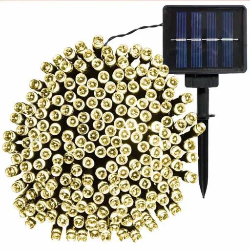 Solární světelný řetěz se 100 LED - 20 metrový, teplá bílá