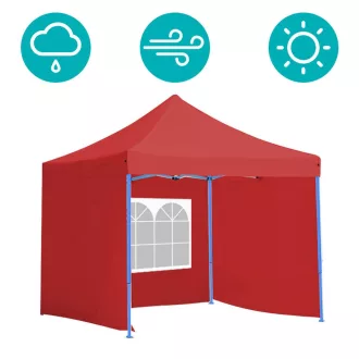   Skládací zahradní pavilon - různé typy - 2,9x2,9m - červená+pavilon+boční stěna
